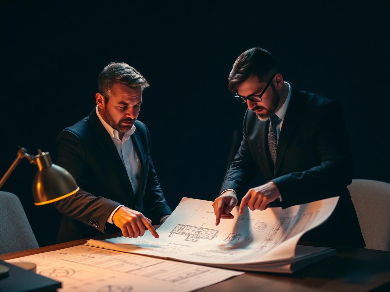 Developers reviewing blueprints